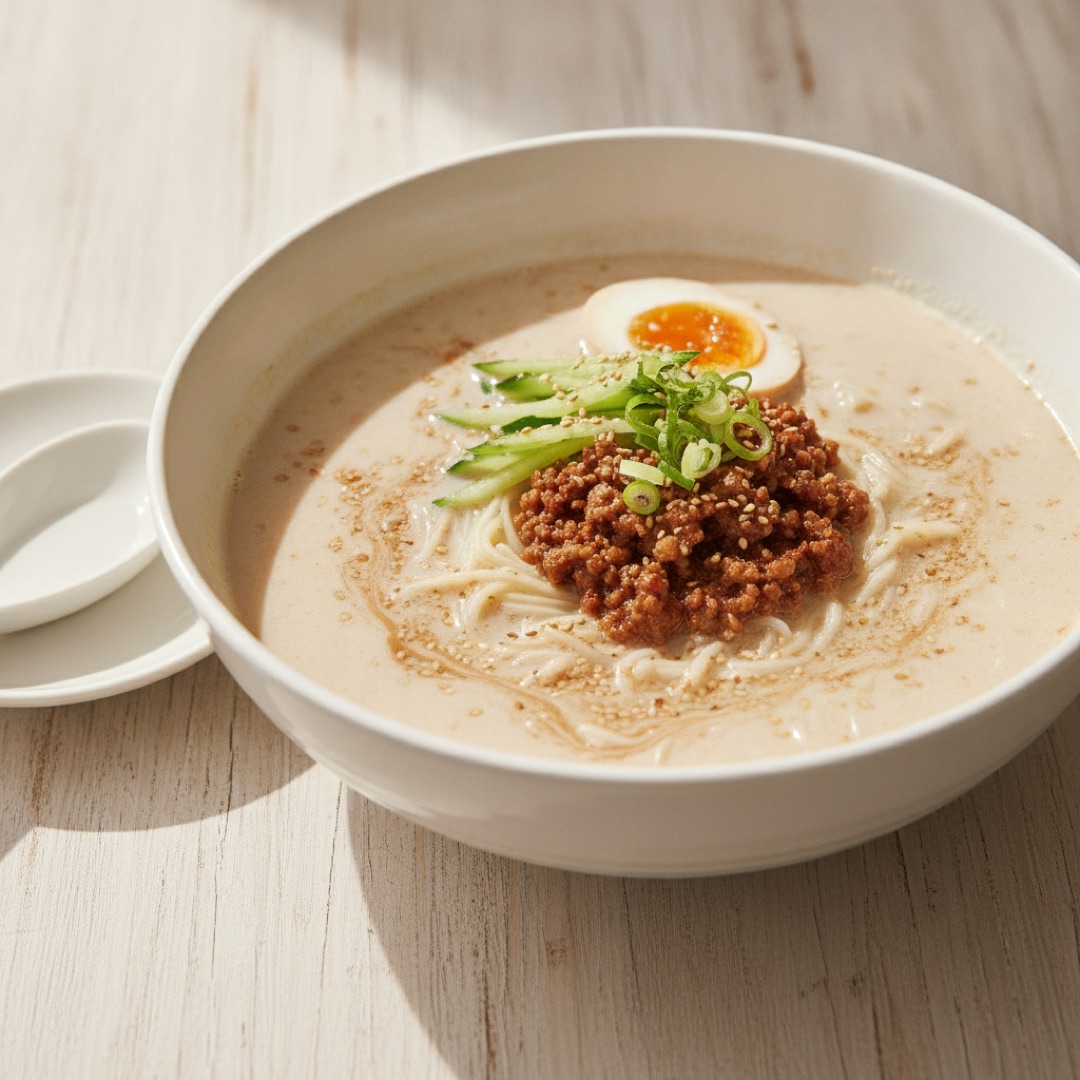 豆乳ごまだれ担々風そうめんの完成写真