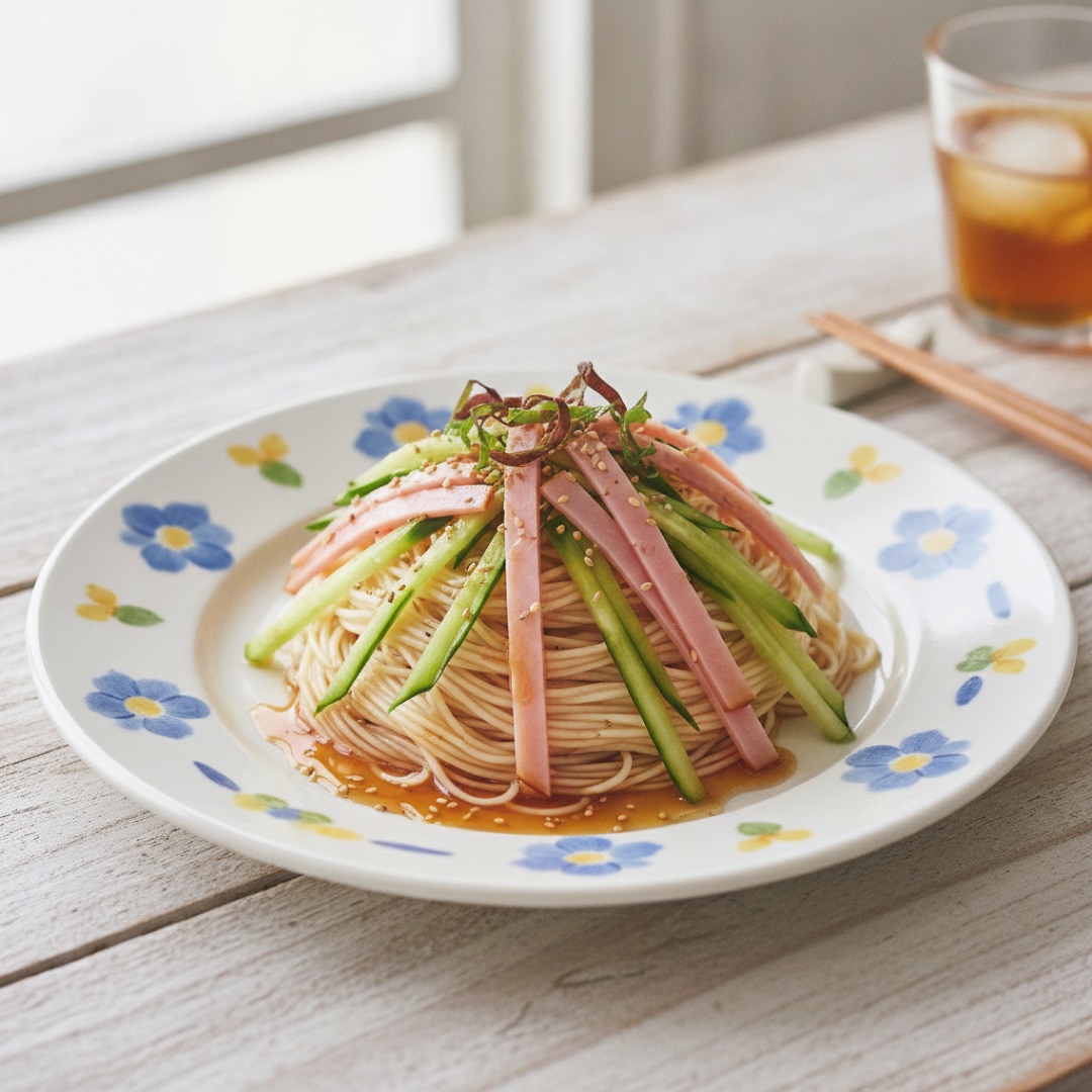 冷やし中華風そうめんの完成写真
