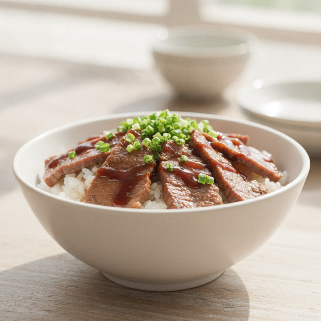 うなタレ牛丼の完成写真