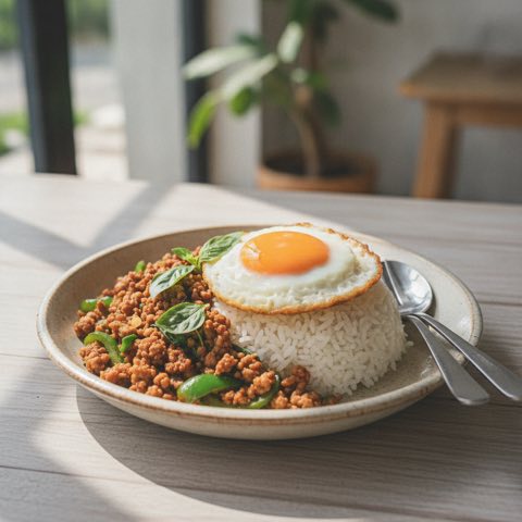 ガパオ風ひき肉丼
