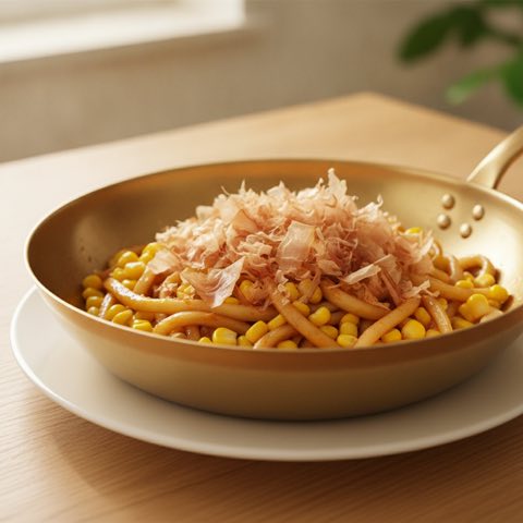 バター醤油コーン焼きうどん