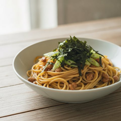 納豆バター醤油パスタ